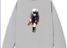 圓領毛衣(長袖, 灰色)